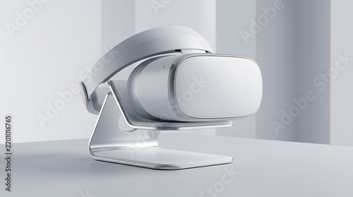 White Virtual Reality Headset Display Stand Mockup