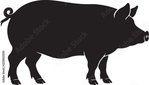 Pig black silhouette Vector Illustration isolated on white background