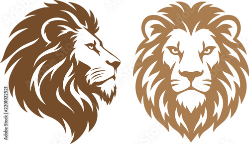 Lion Head Logo Collection, Elegant King of Jungle Animal Vector