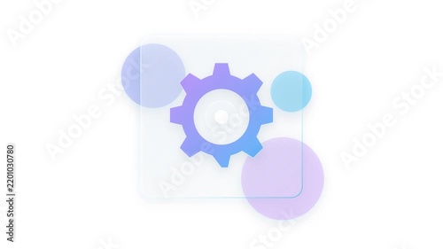 Animasi Glassmorphism Floating Gear Click 4K Motion Graphic Animation | Seamless Loop