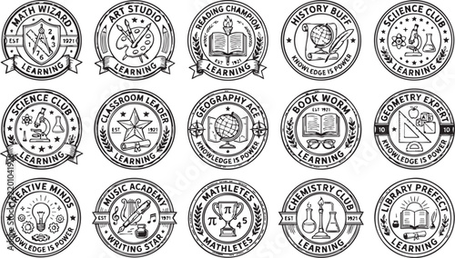 Vintage School Education Badge and Emblem Collection