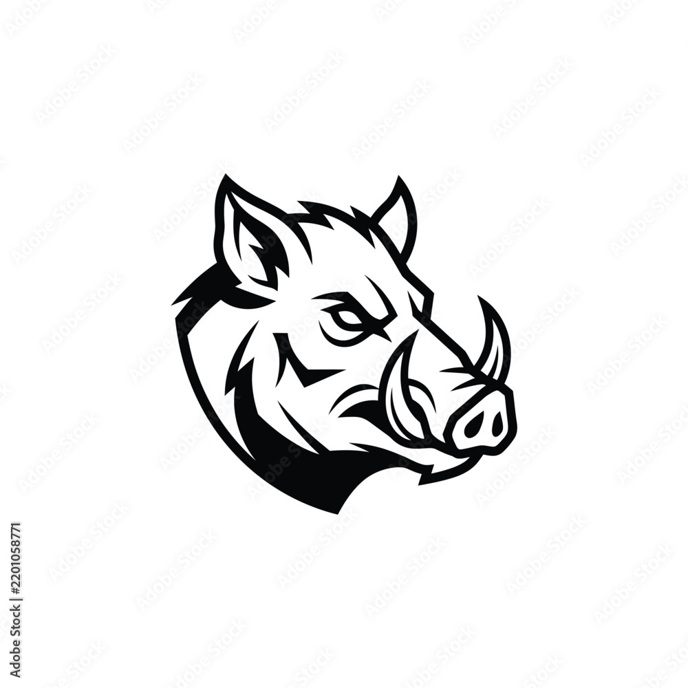 Obraz premium Wild Boar Head Emblem Logo Design Vector Illustration.