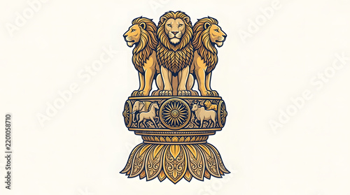 The Lion Capital of Ashoka emblem representing the national symbol of India.
