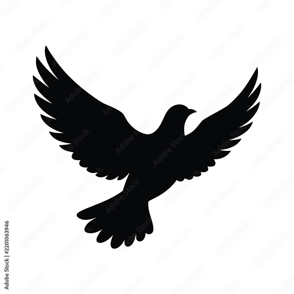 Fototapeta premium Flying dove silhouette representing peace and freedom as conceptual artistic design asset.