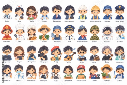 Set Of Cute Pixel Art Characters Featuring Diverse Occupations And Professions On White Background