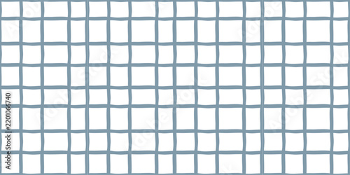 Hand drawn blue grid seamless vector pattern with irregular check lines. Geometric background for textile, fabric, wrapping paper, wallpaper, stationery and surface design.