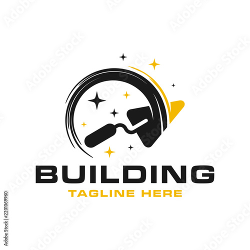 logo for a plasterer working on building walls