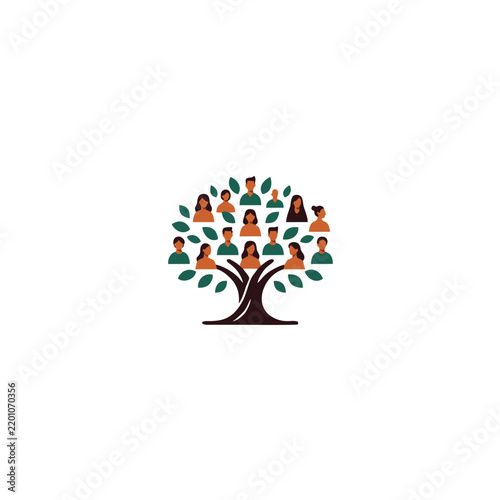 A Beautiful Symbol of Life Tree Branches Formed by Diverse Human Figures