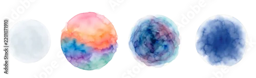 Panel kuchenny z motywem Vibrant watercolor circles featuring beautiful colorful abstract art designs painted with soft glowing pastel washes and fluid textures rendered digitally on transparent background