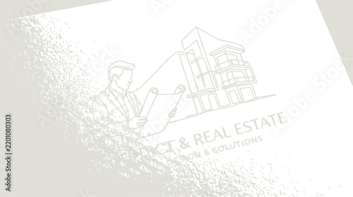 Minimalist line art logo design for real estate and architectural planning