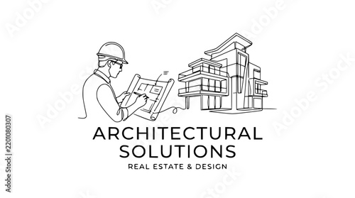 Minimalist Line Art Logo for Architectural and Real Estate Design Company
