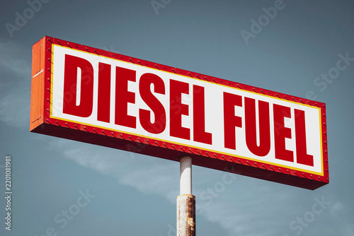 Konstfotografi Diesel fuel sign at gas station
