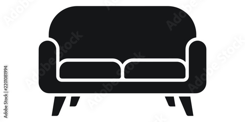 Black couch icon vector illustration