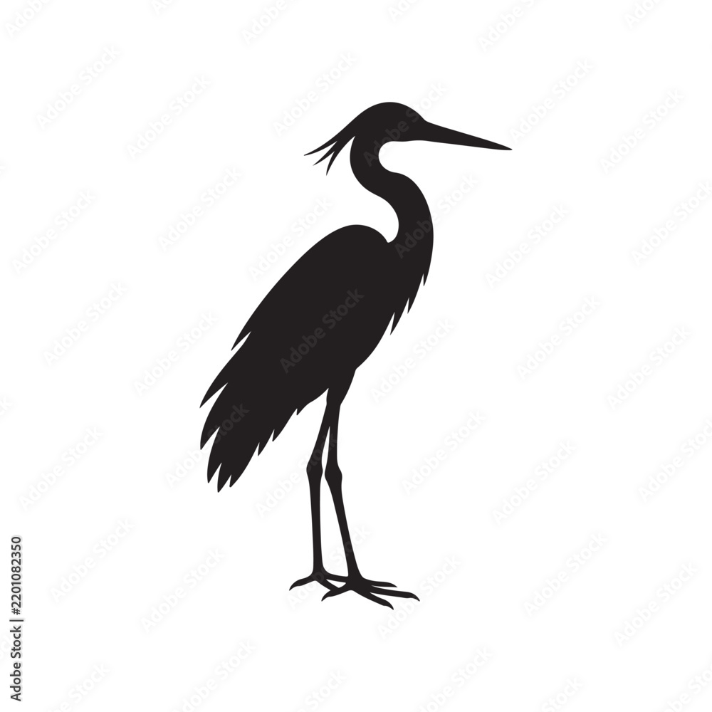 Fototapeta premium Simple heron silhouette vector flat illustration design. 