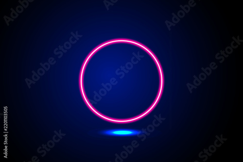 Glowing pink neon circle frame light effect isolated on transparent background
