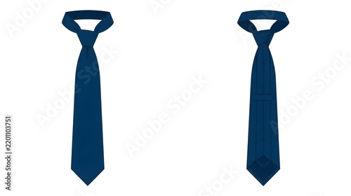Front and Back View of a Navy Blue Necktie Illustration