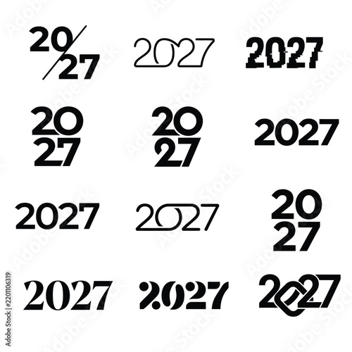 Minimalist 2027 Typography Logo Set Vector