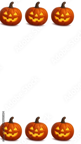 3D Halloween Pumpkin Vertical Frame Overlay with Blank Copy Space for TikTok Reels Video Title