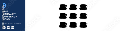 Coffee Cup Icons, Minimalist Coffee Set, Beverage Illustration, Food Icon Design, Simple Coffee Graphic, Cafe Concept.