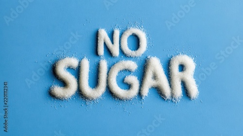 No sugar beverage concept with a drink, sugar cubes and a clear sugar free message.