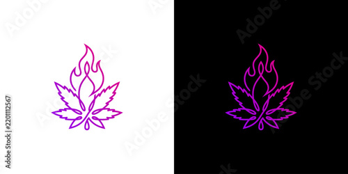 Burning Cannabis Leaf Neon Icon