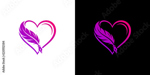 Heart And Feather Logo Design