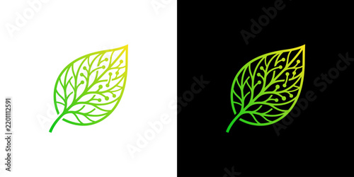 Digital Leaf Logo With Circuit Board Elements