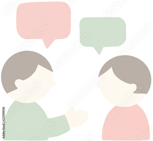 man and woman with speech bubbles