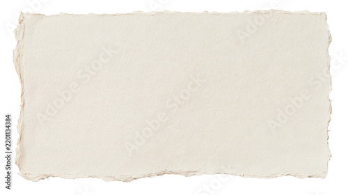 Konstfotografi Rectangular sheet of handmade cream colored paper with rough deckled edges