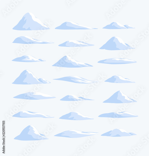 Set of soft stylized snowdrifts isolated on a light background