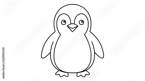 Cute penguin outline vector for children coloring book