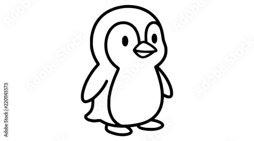 Cute cartoon penguin line art illustration