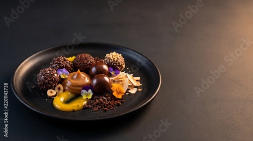 Premium Brazilian Brigadeiro Chocolate Truffle Platter with Passionfruit Coulis