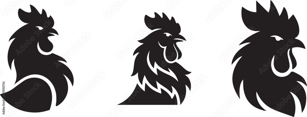 Fototapeta premium rooster lion silhouette vector icon illustration with white background