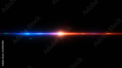 Abstract anamorphic lens flare light streak effect