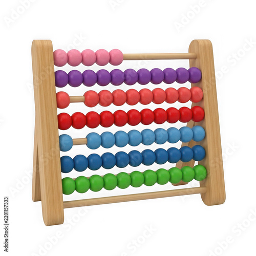 Colorful wooden abacus with beads for educational counting and learning isolated on transparent background