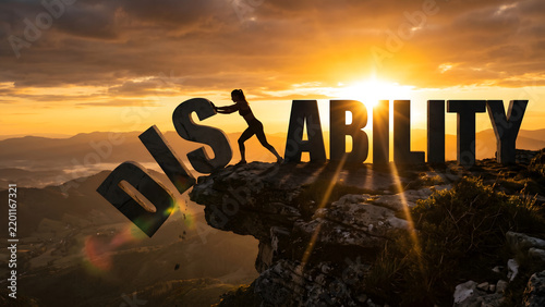 Woman Pushing Away The Negative Prefix To Reveal Her Inner Ability On A Beautiful Mountain Sunset