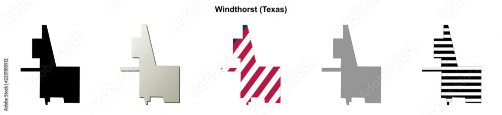 Fototapeta premium Windthorst (Texas) blank outline map set