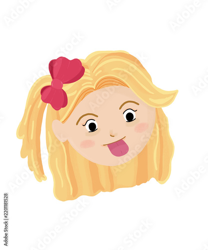 little girl with a red ribbon