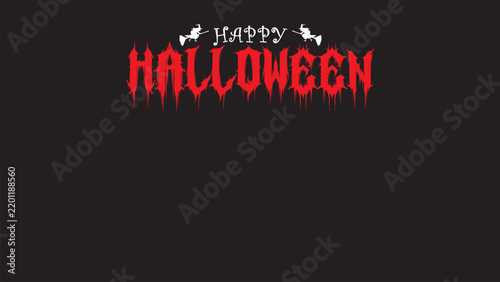 Happy Halloween Horror Typography – Spooky Red Text with Witch Silhouettes, EPS Vector Illustration
