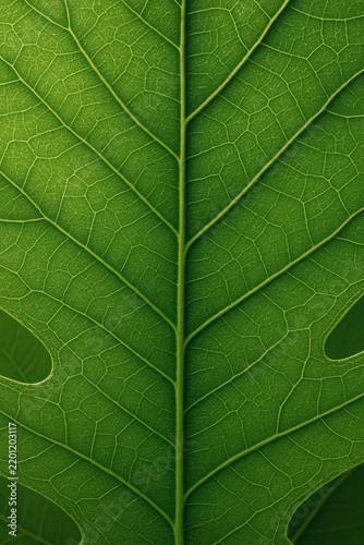 Fine branching veins radiate from a green leaf midrib