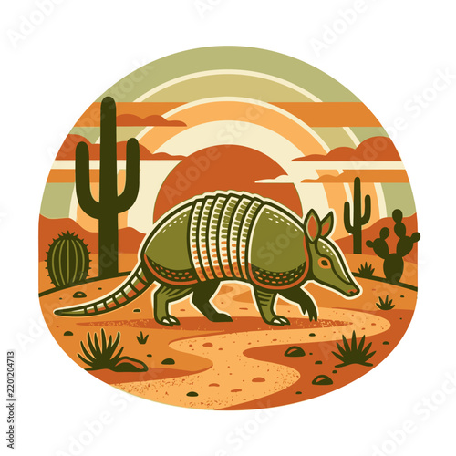 Stylized Armadillo in Desert Sunset Armor.