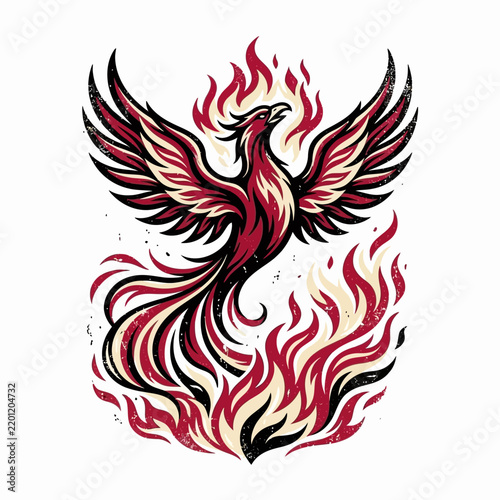 Majestic Phoenix Rising in Fiery Wings.