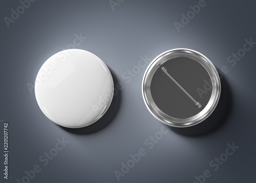 Obraz na płótnie Button badge isolated on grey Mockup. 3d rendering