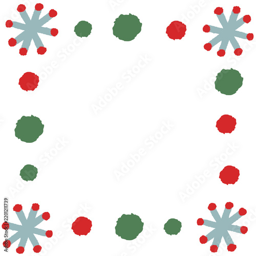 Cute Festive Snowflake and Polka Dot Square Border Frame