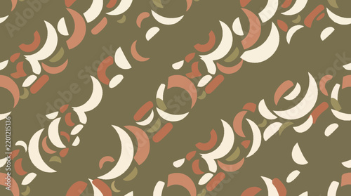 Seamless vector pattern of abstract geometric arcs and crescent shapes