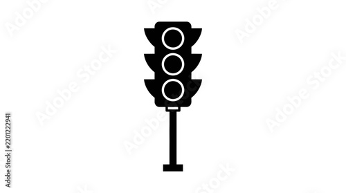 Simple Traffic Signal Vector Icon Illustrating Road Safety Regulation and Urban Transportation Infrastructure Management