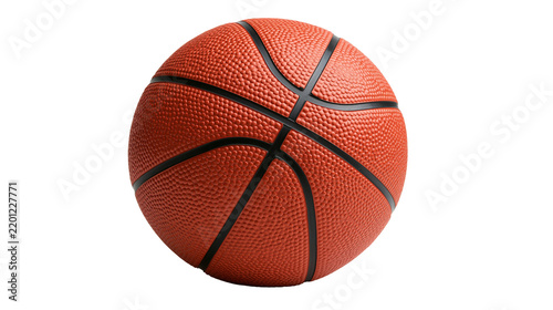 Orange pebbled leather basketball with black rubber seams