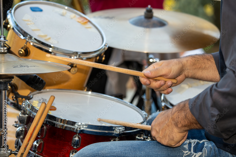 Fototapeta premium pop rock band music and instruments of an American rock band