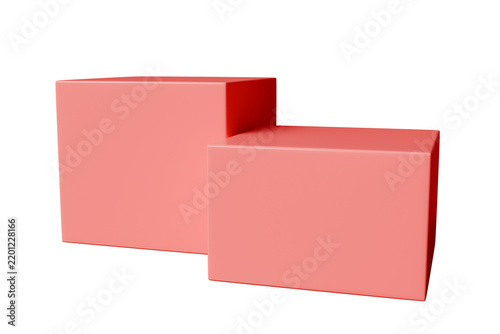 3d cube podium with copy space. bold red minimal product display. clean background scene for cosmetic product, skincare. 3d render.